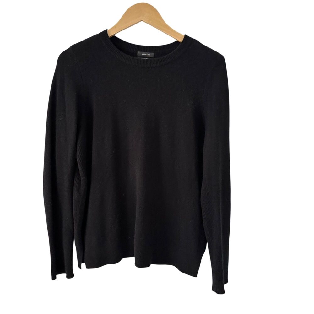 Halogen Women's‎ Black 100% Cashmere Crewneck Sweater Size M
